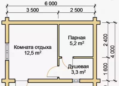 Баня на винтовых сваях 6*4м