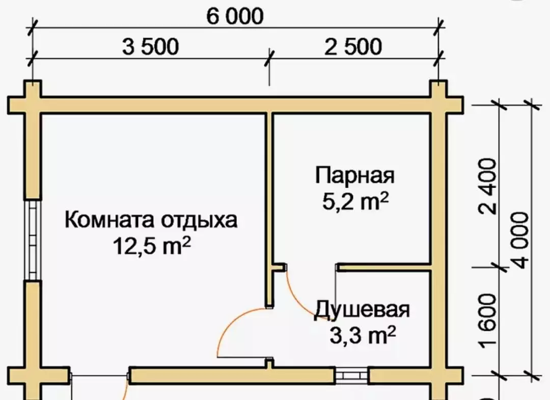 Баня на винтовых сваях 6*4м